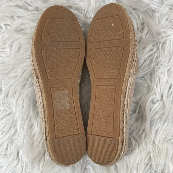 TORY BURCH WESTON FLAT ESPADRILLE METALLIC LINEN FABRIC CALF LEATHER SIZE 8 NEW - Picture 8 of 11